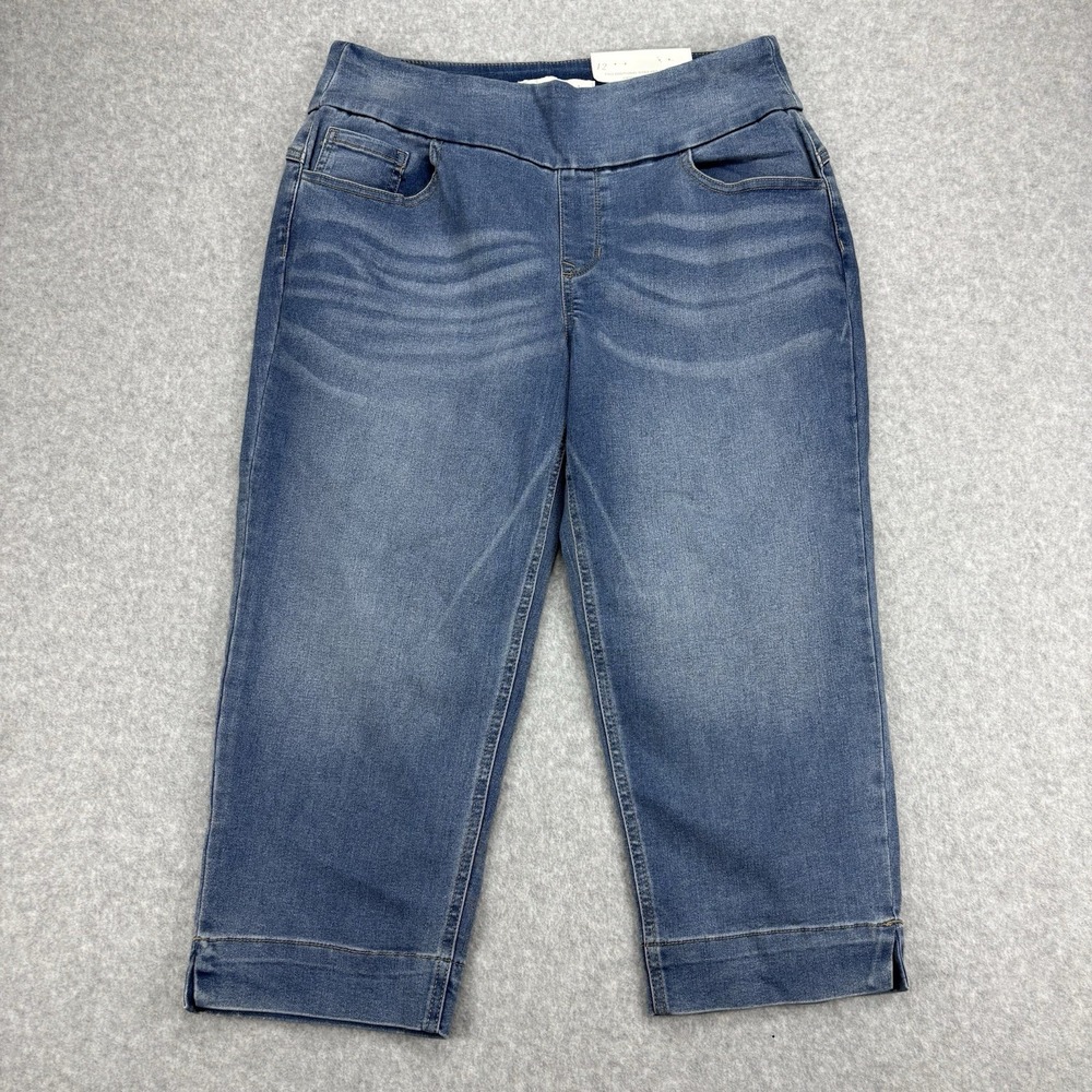 C. Est. 1946 Jeans Womens 12 Blue Denim Crop Whiskering Skinny High Rise Pull On